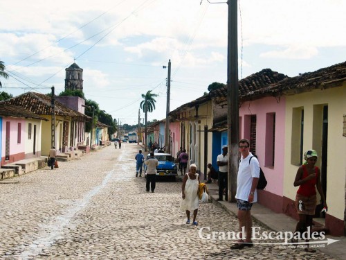 Cobblestone streets and coloured houses in the old colonial town of Trinidad, Cuba