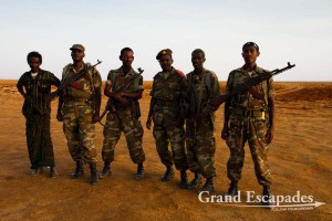 Army escort in Dallol, Danakil Depression, Ethiopia