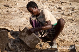 Afar worker in the salt mines of Dallol, Danakil Depression, Ethiopia
