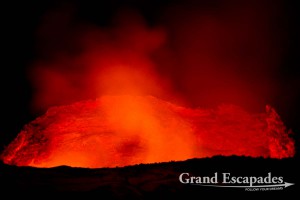At night, crater of the most active volcano in Africa with a permanent lava lake, Erta Ale, Danakil Depression, Ethiopia