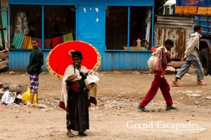 Women using Umbrellas against the sun, Lalibela, Ethiopia