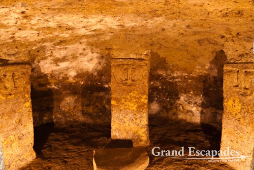 Tombs dug out of soft volcanic rock to place urns filled with bones, Segovia site, Tierradentro, Cauca, Colombia, South America