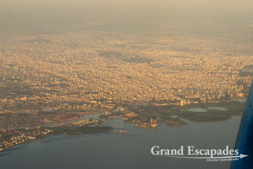 Buenos Aires from the air in the early morning ...
