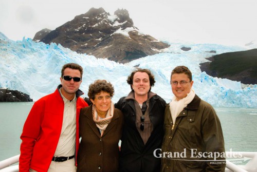 Gilles, Genevieve, Gilles´ mother and Guy & Joel, Gilles´ two brothers - Glaciar Spegazzini, Lago Argentina, Parque Nacional de los Glaciares, El Calafate, South Patagonia, South America