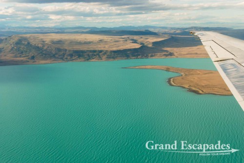 Approaching El Calafate, view of Lago Argentina, South Patagonia, Argentina