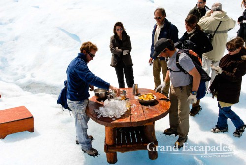 At the end of the walk, we were served a nice Scotch Whisky, chilled with ice cubes made of glacier ice. This seemed to us a bit cheesy in the beginning, but actually it turned out to be quite a funny "finale" - Glacier Perito Moreno, El Calafate, South Patagonia, South America