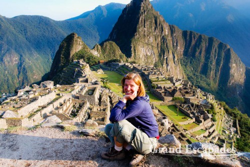 One of the most famous views in the world - Machu Picchu, with Wayna Picchu in the background, Cusco, Peru