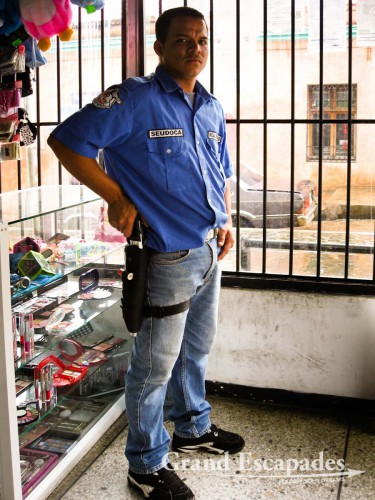 veavily armed guard at the supermarket, Ciudad Bolivar, Venezuela