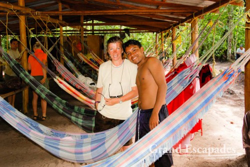 Heidi and Miguel, our local Pemon guide, at the camp on Isla Raton, near Angel Falls