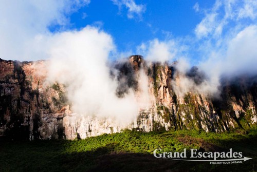 Trekking Mount Roraima, the highest Tepui or Tabletop Mountain, Venezuela - At the bottom of the cliff of Mount Roraima