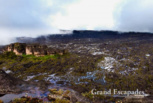 Trekking Mount Roraima, the highest Tepui or Tabletop Mountain, Venezuela - View of the top of Mount Roraima from the highest point of the Tepui ...