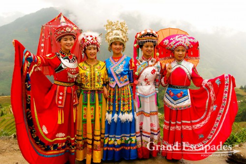 Women in traditional dress, Ping'An, China