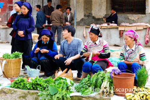 Market at a small Hani village near the Rice Terrasses of Yuanyang, Yunnan, China