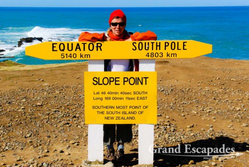 Slope Point, the southernmost point in New Zealand, South Island, New Zealand