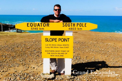Slope Point, the southernmost point in New Zealand, South Island, New Zealand