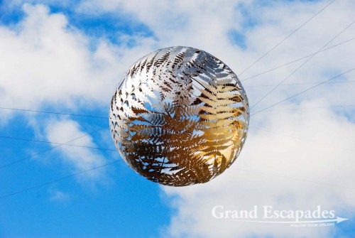 The Silver Fern Ball in the Civic Square, North Island, New Zealand