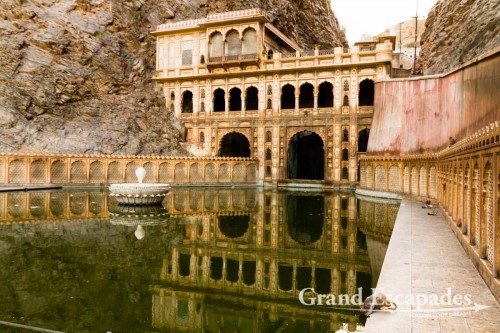 Galtaji, better known as Galwar Bagh, the Monkey Temple, situated among Green Hravalies Hills, Jaipur, Rajasthan, India