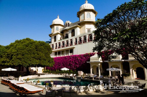 Having Breakfast at Shiv Niwas Palace Hotel, inside the City Palace, Udaipur, Rajasthan, India